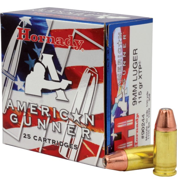 HORNADY AMERICAN GUNNER 9MM LUGER 115GR XTP 25RD
