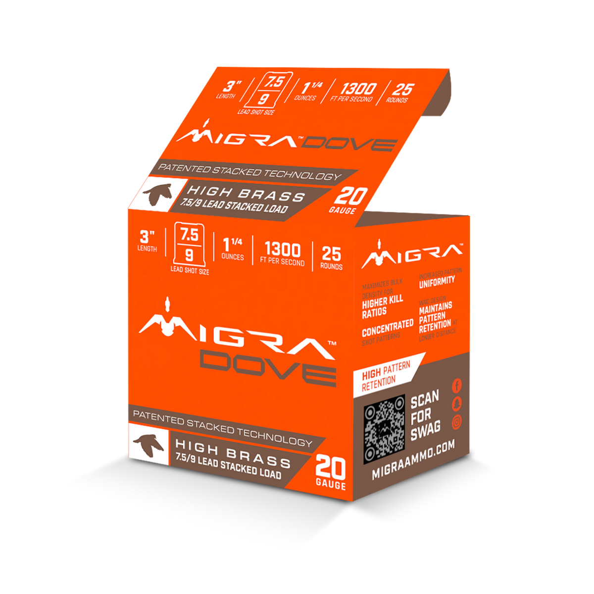 Migra Staxd Ultimate Dove 20GA 3&quot; 1 1/4OZ #7.5&amp;9 25RD