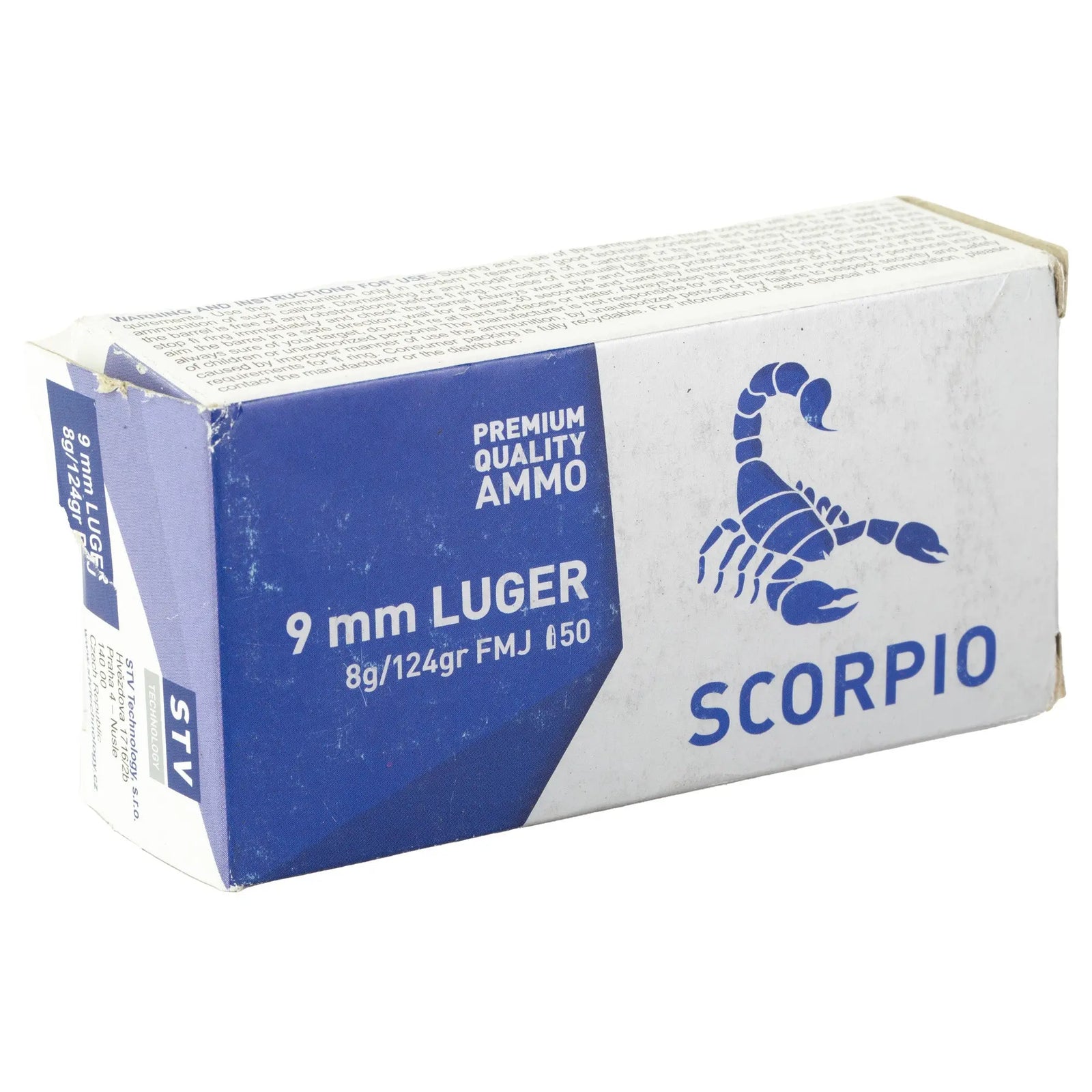 SCORPIO AMMO 9MM 124GR FMJ 50/1000 - American Ordnance