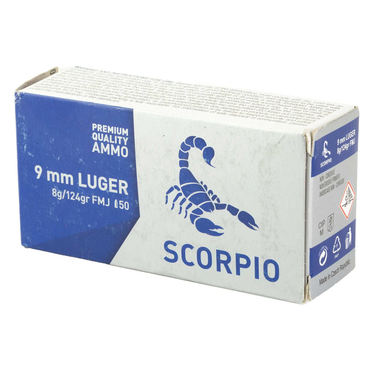SCORPIO AMMO 9MM 124GR FMJ 50/1000 - American Ordnance