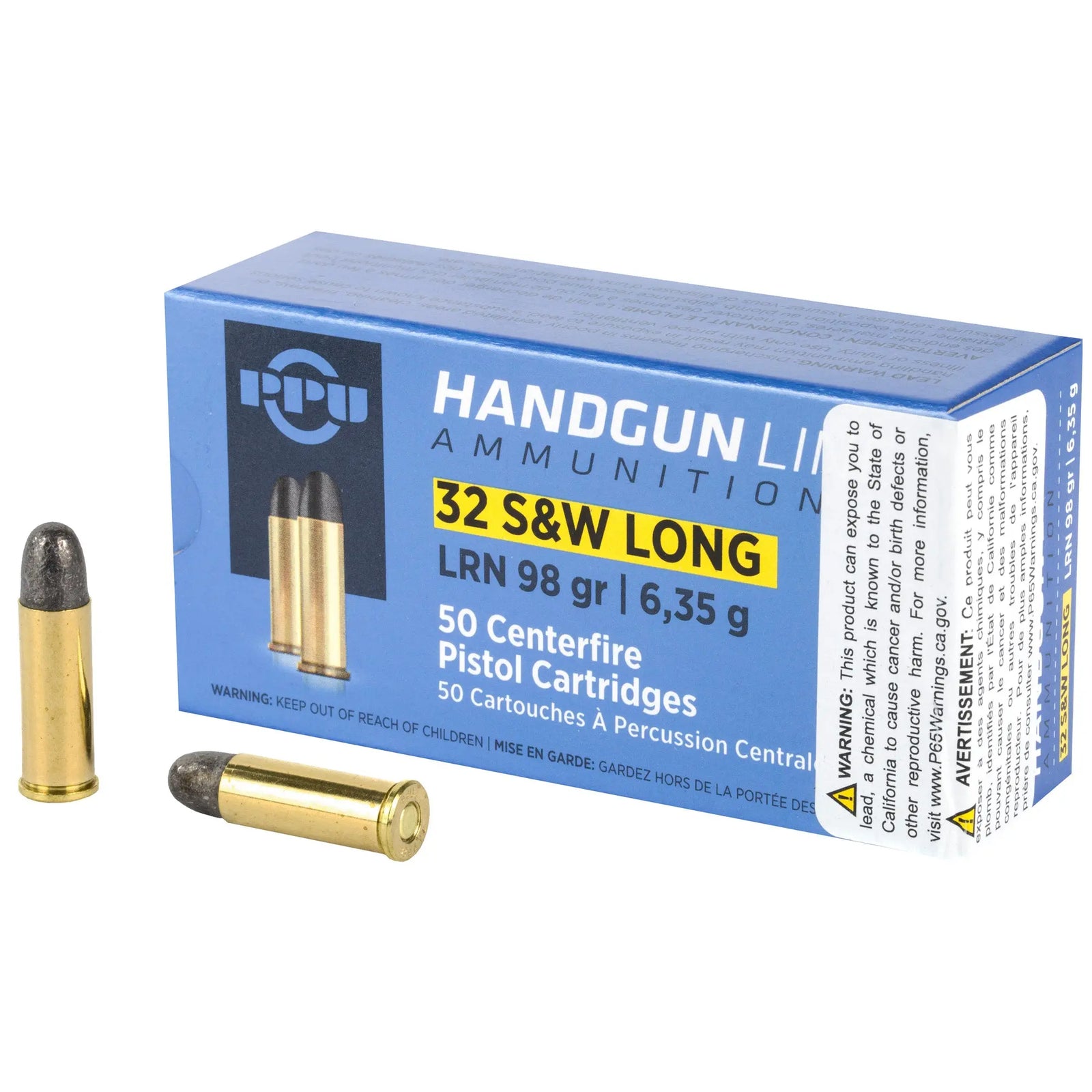 PPU 32 S&W LONG LRN 98GR 50/500 - American Ordnance