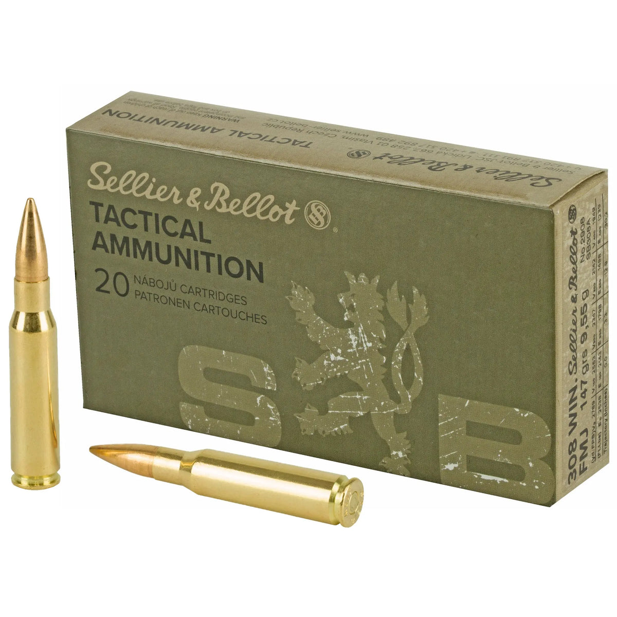 S&amp;B 308WIN 147GR FMJ 20/500 - American Ordnance