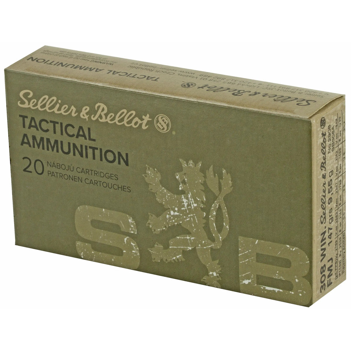 S&amp;B 308WIN 147GR FMJ 20/500 - American Ordnance