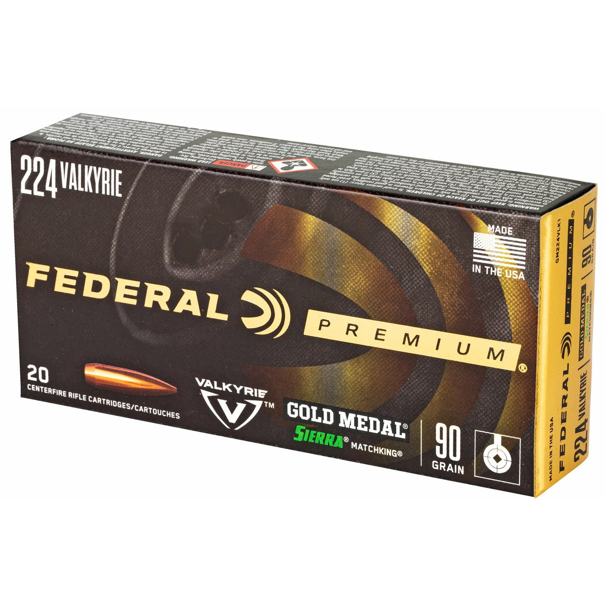 FED GOLD MDL 224VLK 90GR BTHP 20/200 - American Ordnance