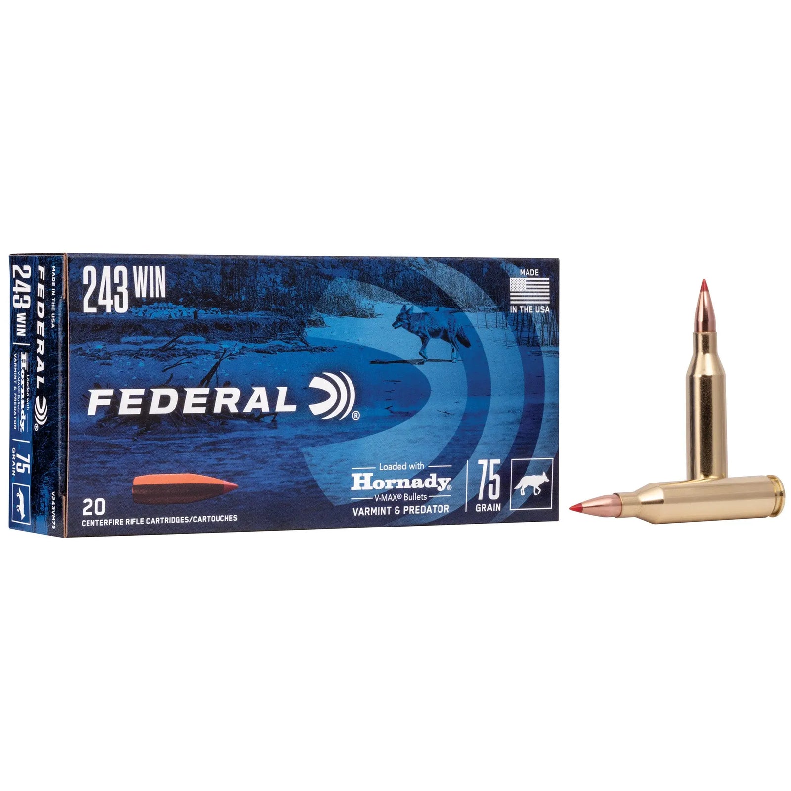 FED V&P 243WIN 75GR V-MAX 20/200 - American Ordnance