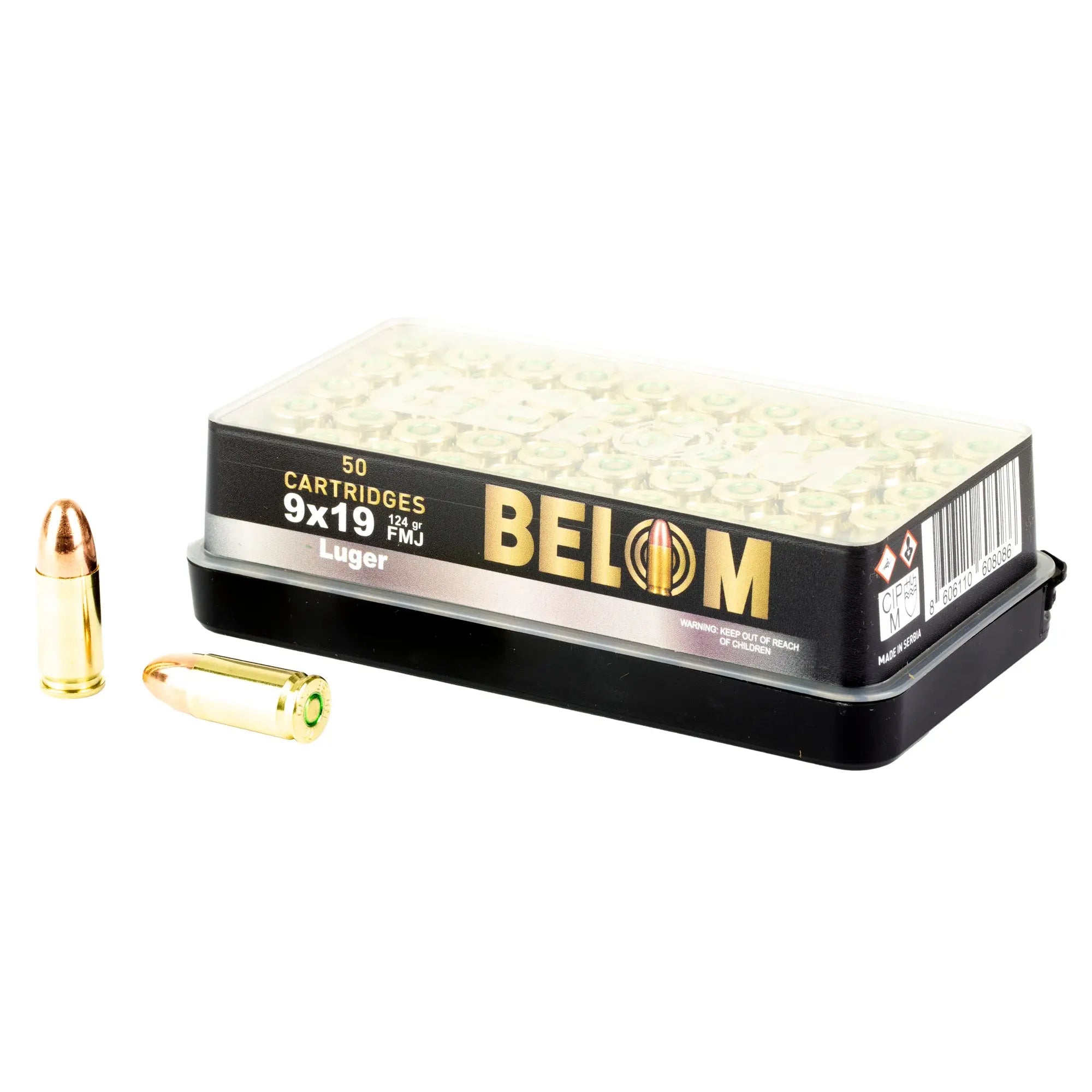 BELOM 9MM 124GR FMJ BRASS 50/1000 - American Ordnance