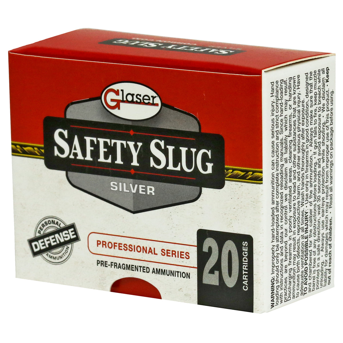 GLASER SILVER 9MM+P 80GR 20RD