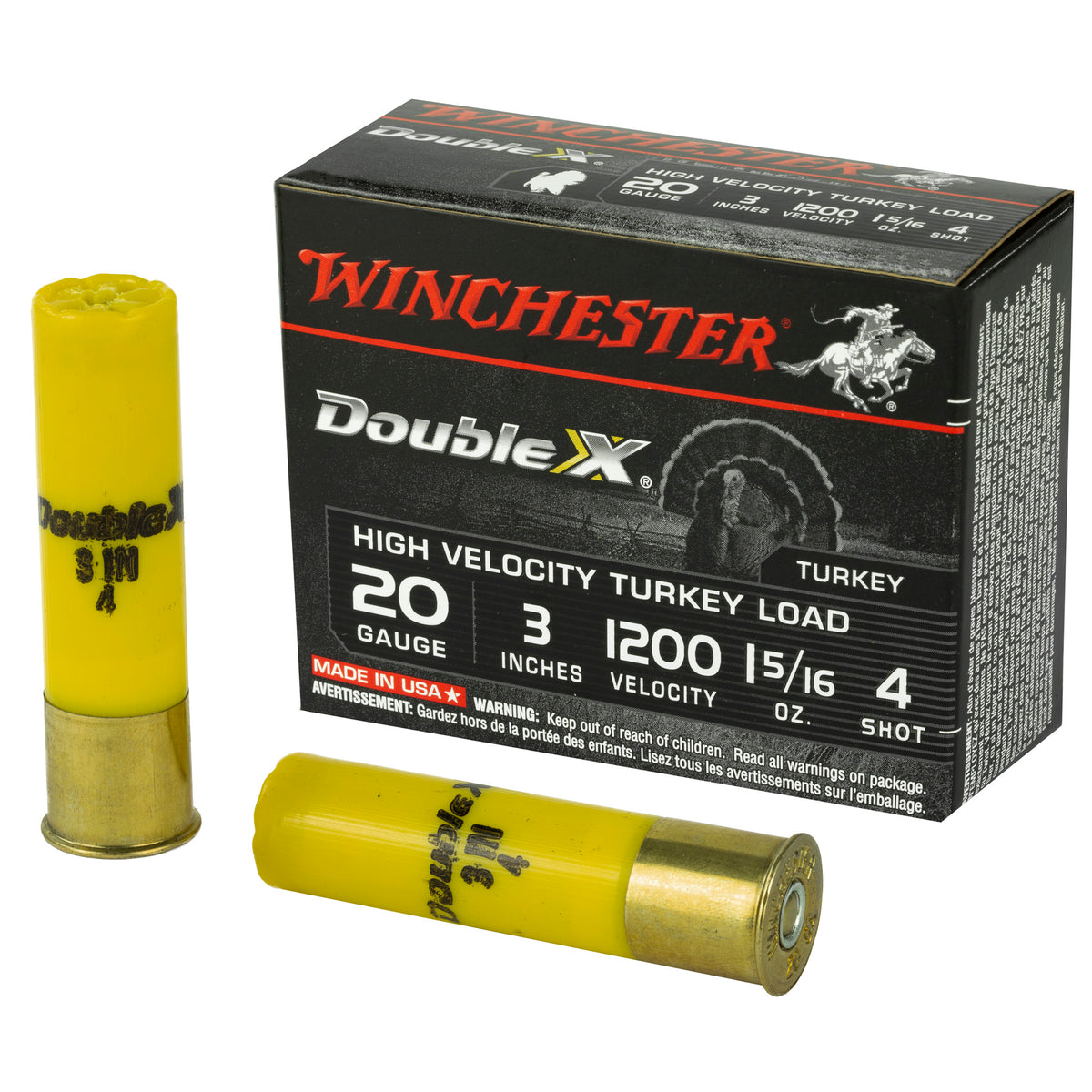 WINCHESTER DOUBLE-X HV TRKY 20GA 3&quot; #4 10RD