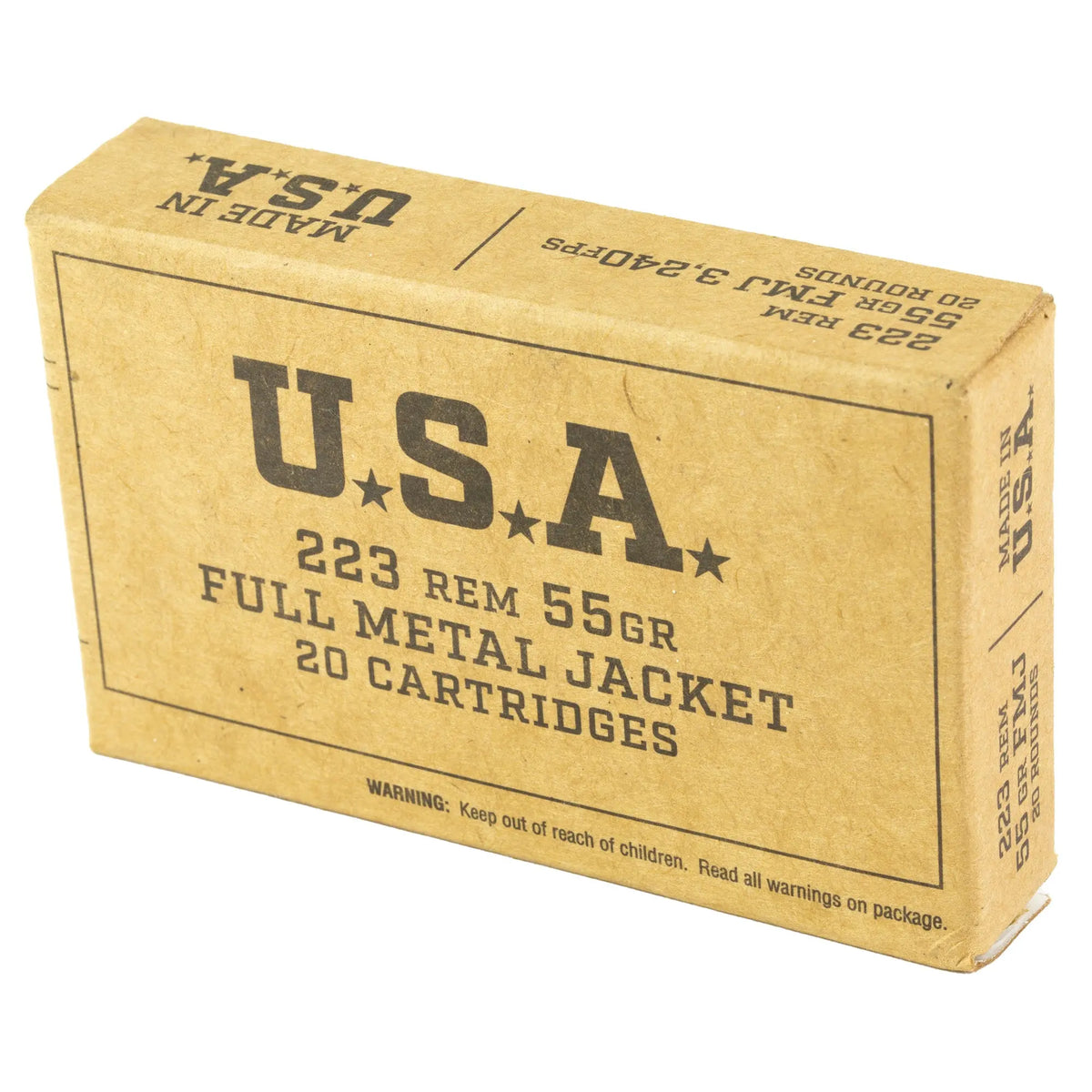 WIN 223REM 55GR FMJ 20/1000 - American Ordnance