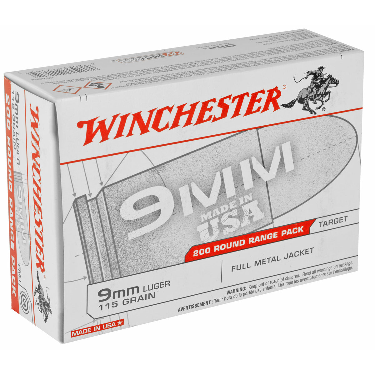 WINCHESTER USA 9MM 115GR FMJ 200RD