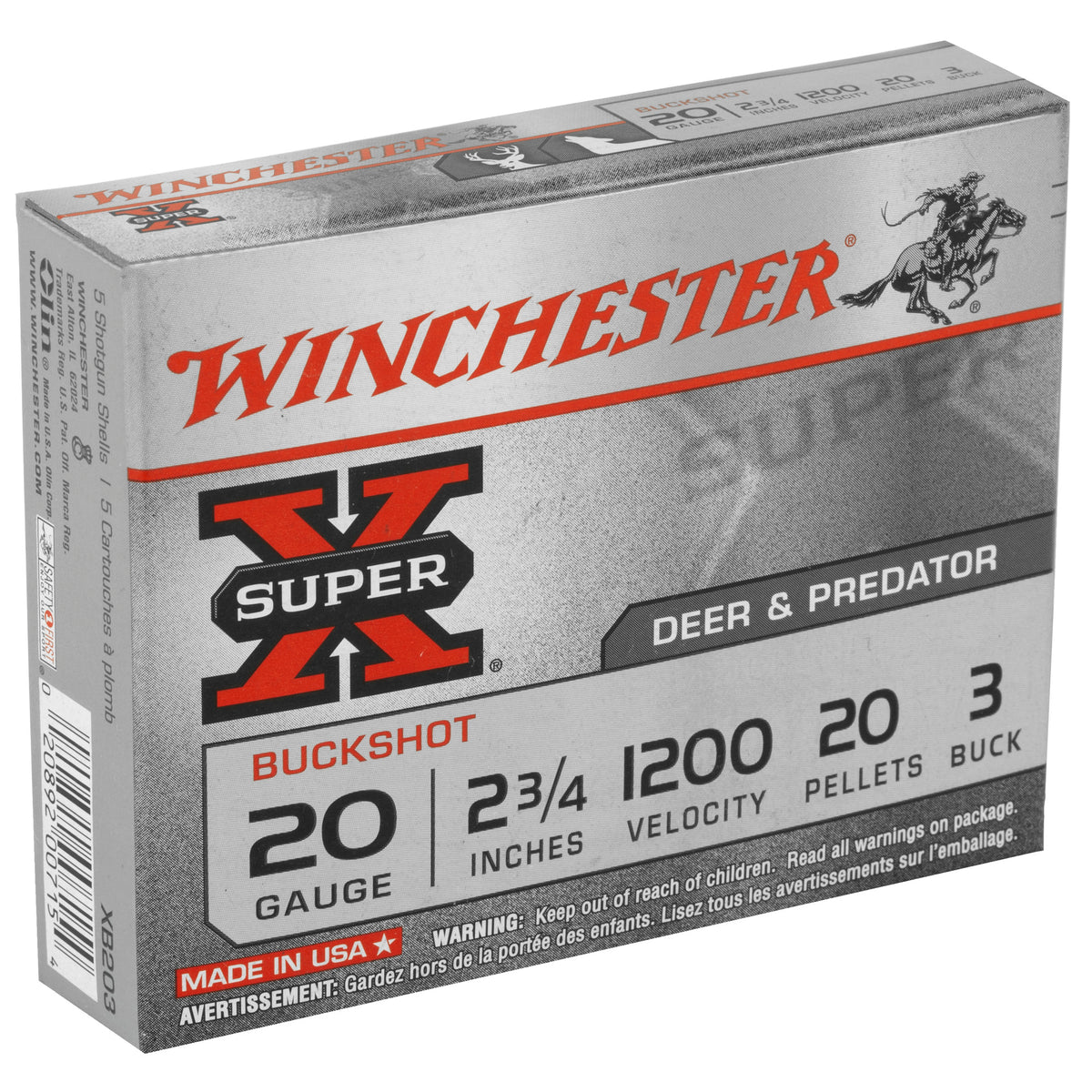 WINCHESTER SUPER-X 20GA 2.75 #3BK 20PL 5RD