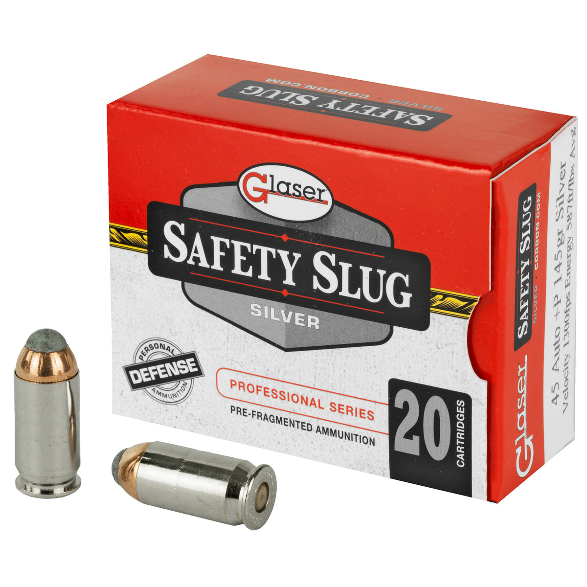 GLASER SILVER 45ACP+P 145GR 20RD