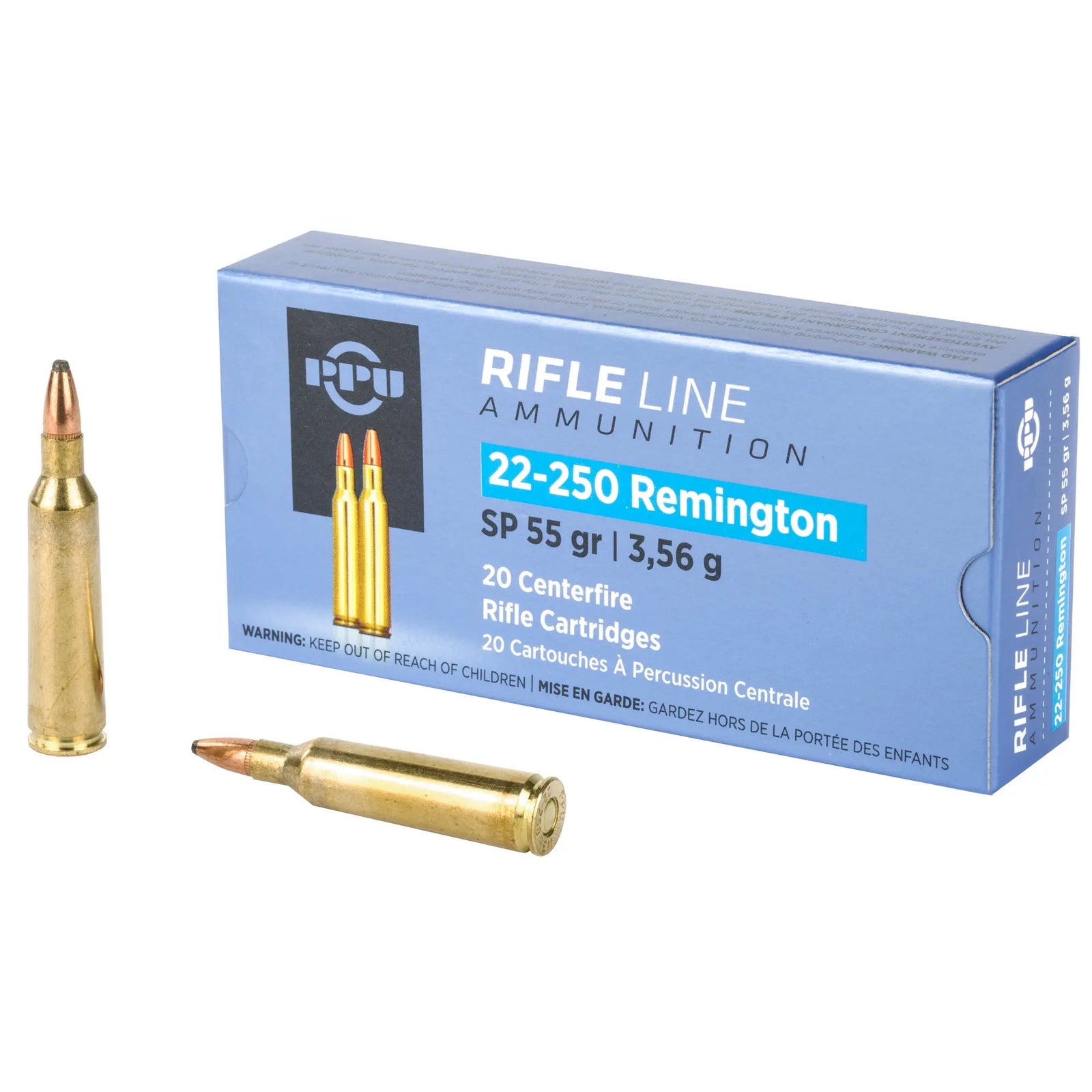 PPU 22-250REM SP 55GR 20/200 - American Ordnance