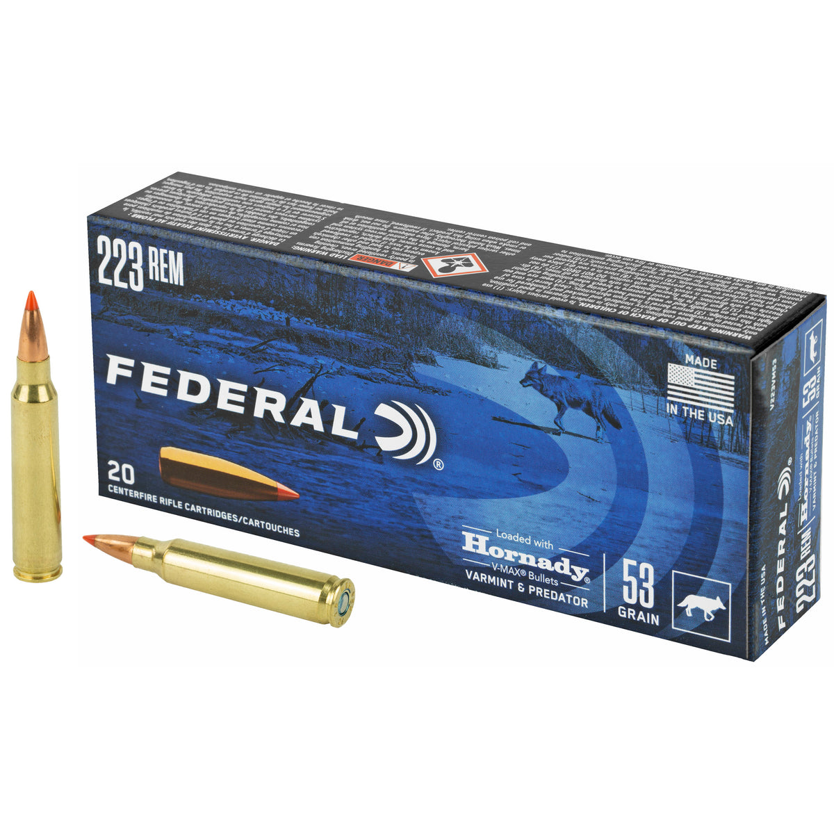 FED V&amp;P 223REM 53GR HRNDY V-MAX 20/2 - American Ordnance