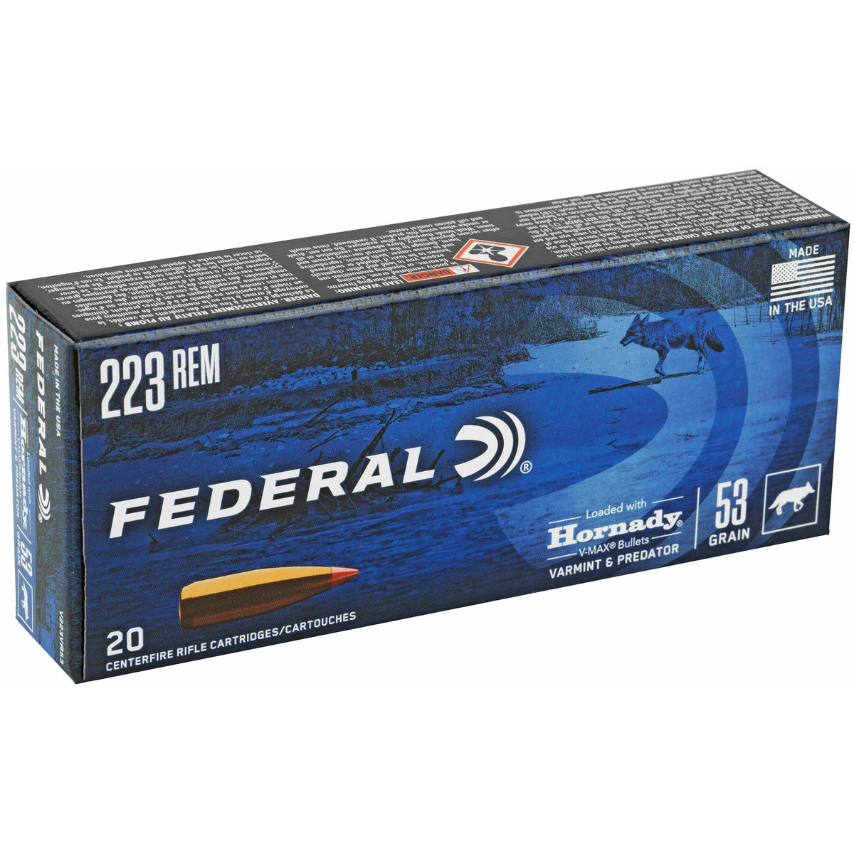 FED V&amp;P 223REM 53GR HRNDY V-MAX 20/2 - American Ordnance