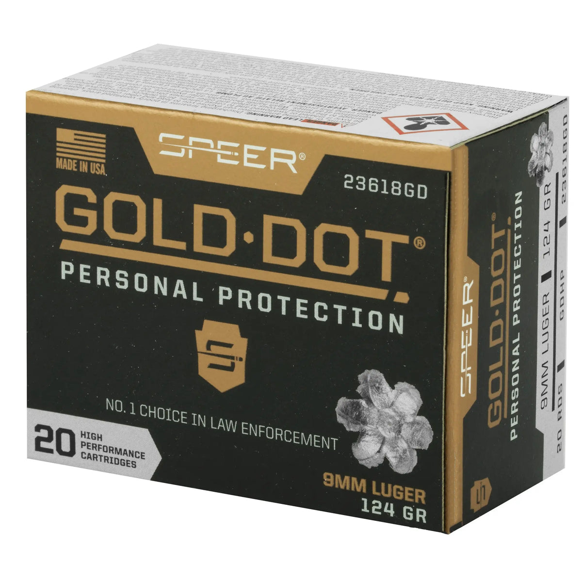 SPR GOLD DOT 9MM 124GR HP 20/200 - American Ordnance