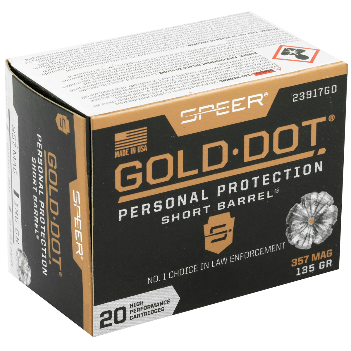 SPEER GOLD DOT 357MG 135G HP SB 20RD
