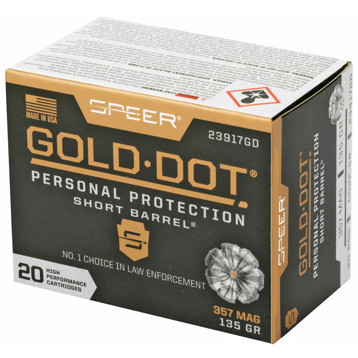 SPEER GOLD DOT 357MG 135G HP SB 20RD