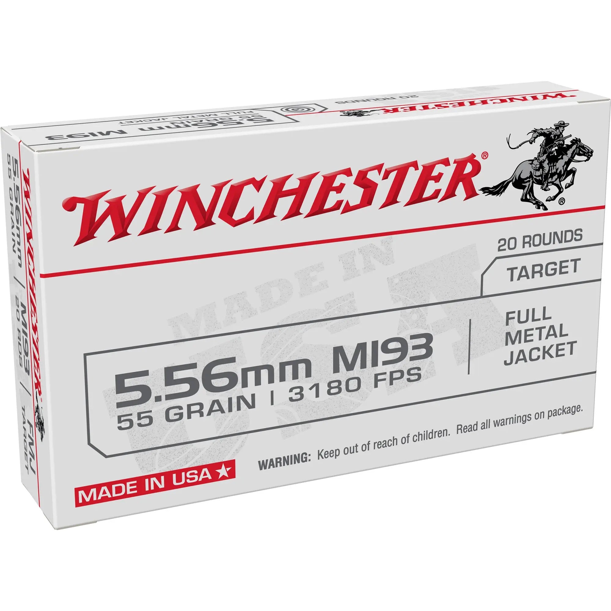 WIN M193 5.56 55GR FMJ 20/1000 - American Ordnance