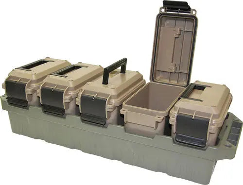AC15 MINI AMMO CANS GRN/DK ERTMTM 5-CAN AMMO CRATE MINI W/5 - American Ordnance