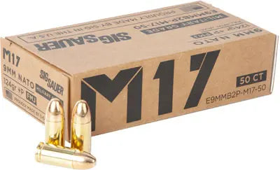 50RD 10BX/CSSIG M17 9MM LUGER +P 124GR FMJ - American Ordnance