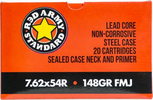 STEEL LAQUERED 20RD 31BX/CSRED ARMY 7.62X54R 148GR FMJ - American Ordnance