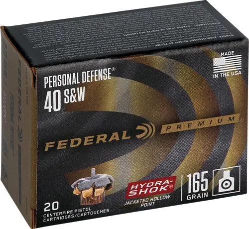 HYDRA-SHOK JHP 20RD 25BX/CSFEDERAL PREMIUM 40 SW 165GR - American Ordnance