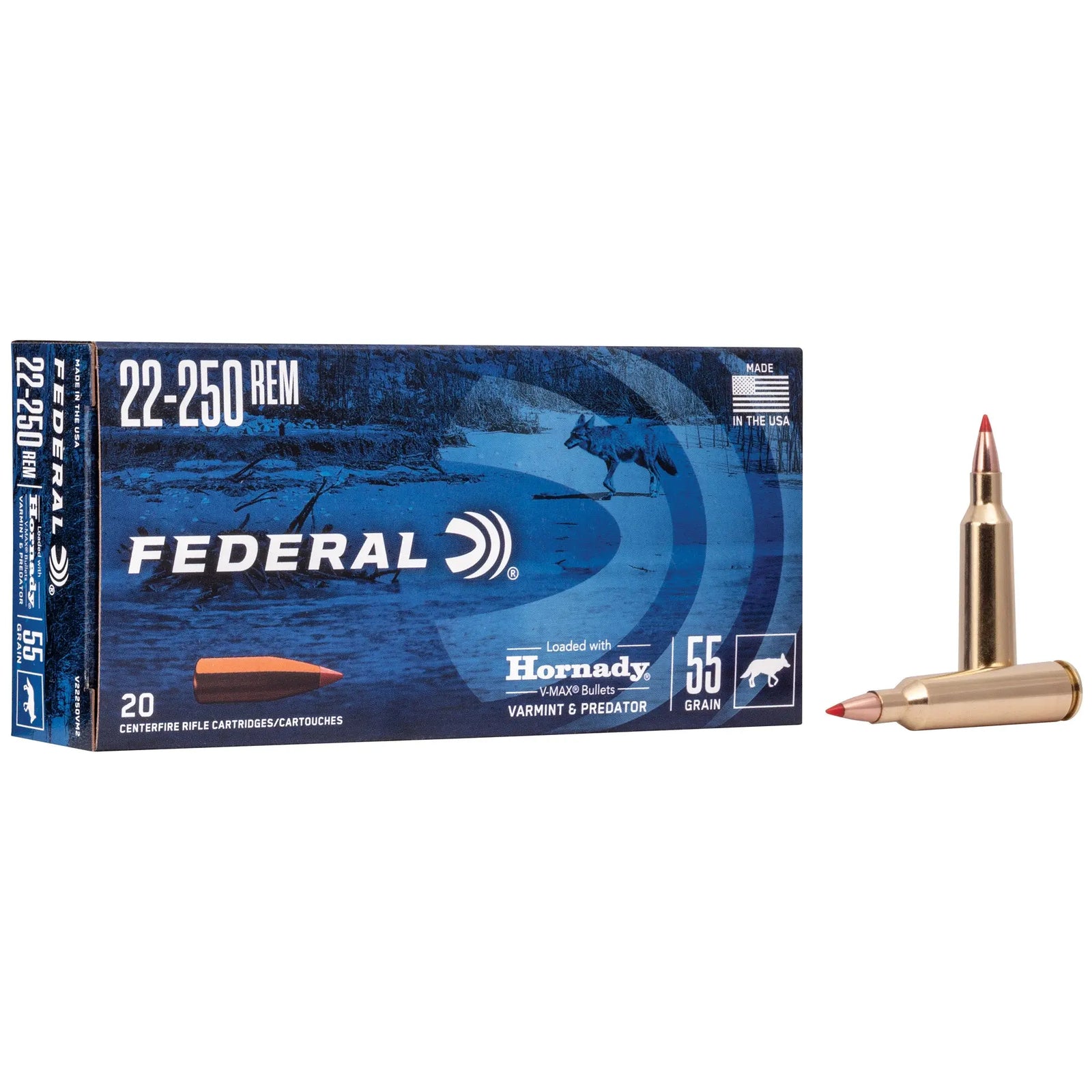 FED V&P 22-250REM 55GR V-MAX 20/200 - American Ordnance