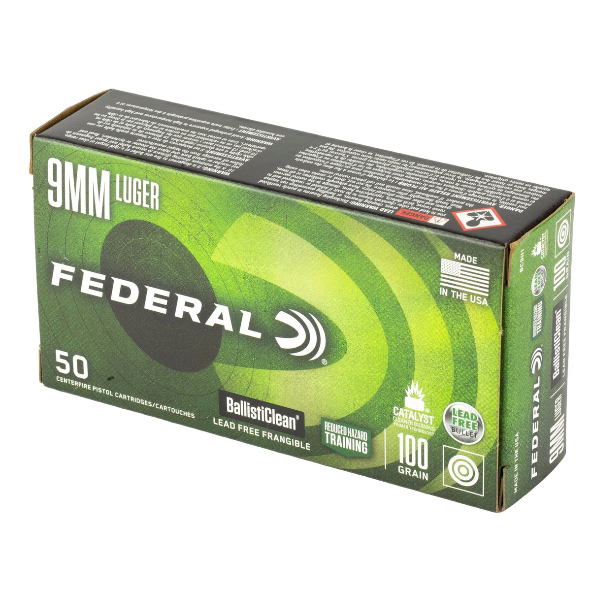 FED BALLISTICLEAN 9MM 100GR 50/1000 - American Ordnance