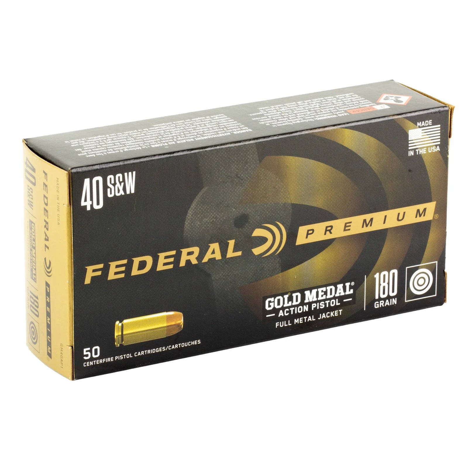 FED GLD MDL 40S&W 180GR FMJ 50/500 - American Ordnance