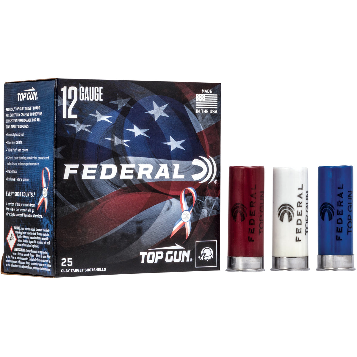 FEDERAL TOP GUN 12GA 2.75&quot; #8 RWB 25RD