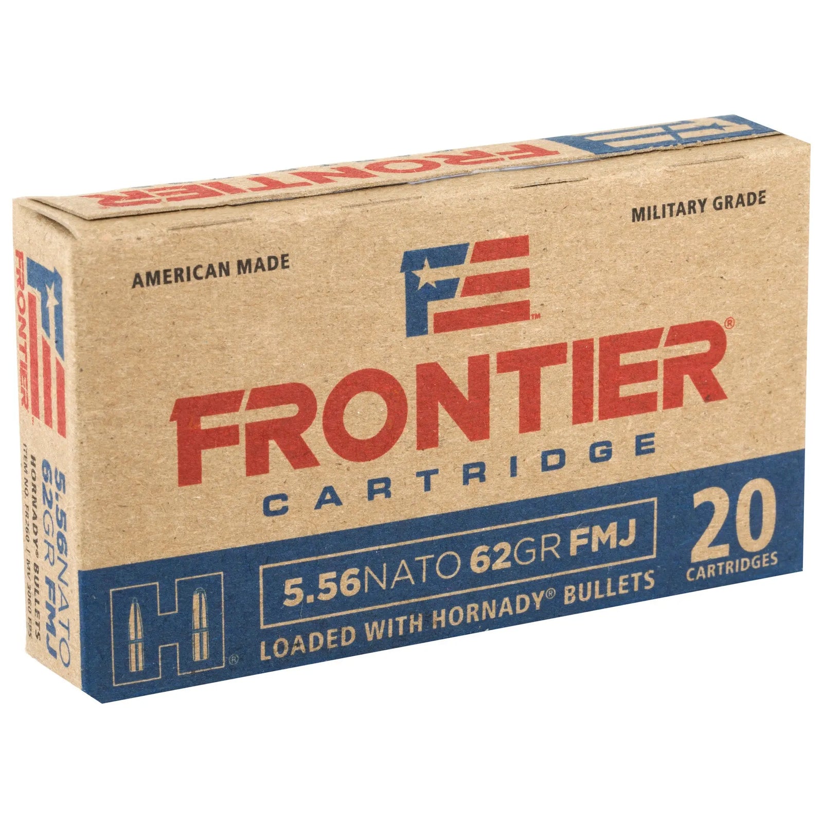 FRONTIER 556NATO 62GR FMJ 20/500 - American Ordnance