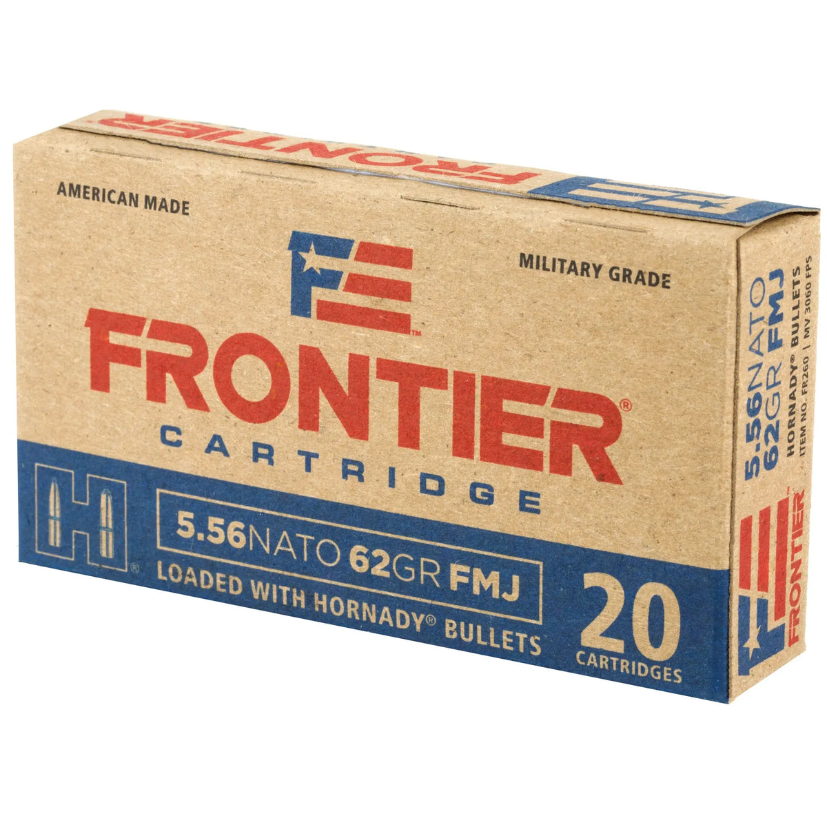 FRONTIER 556NATO 62GR FMJ 20/500 - American Ordnance