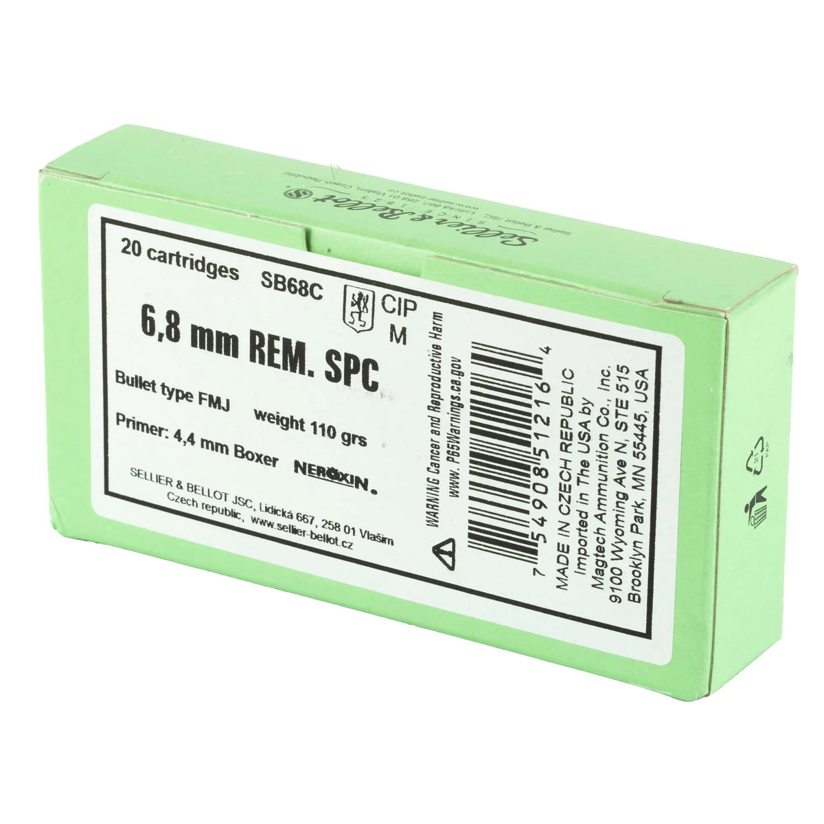 S&amp;B 6.8SPC 110GR FMJ 20/1000 - American Ordnance