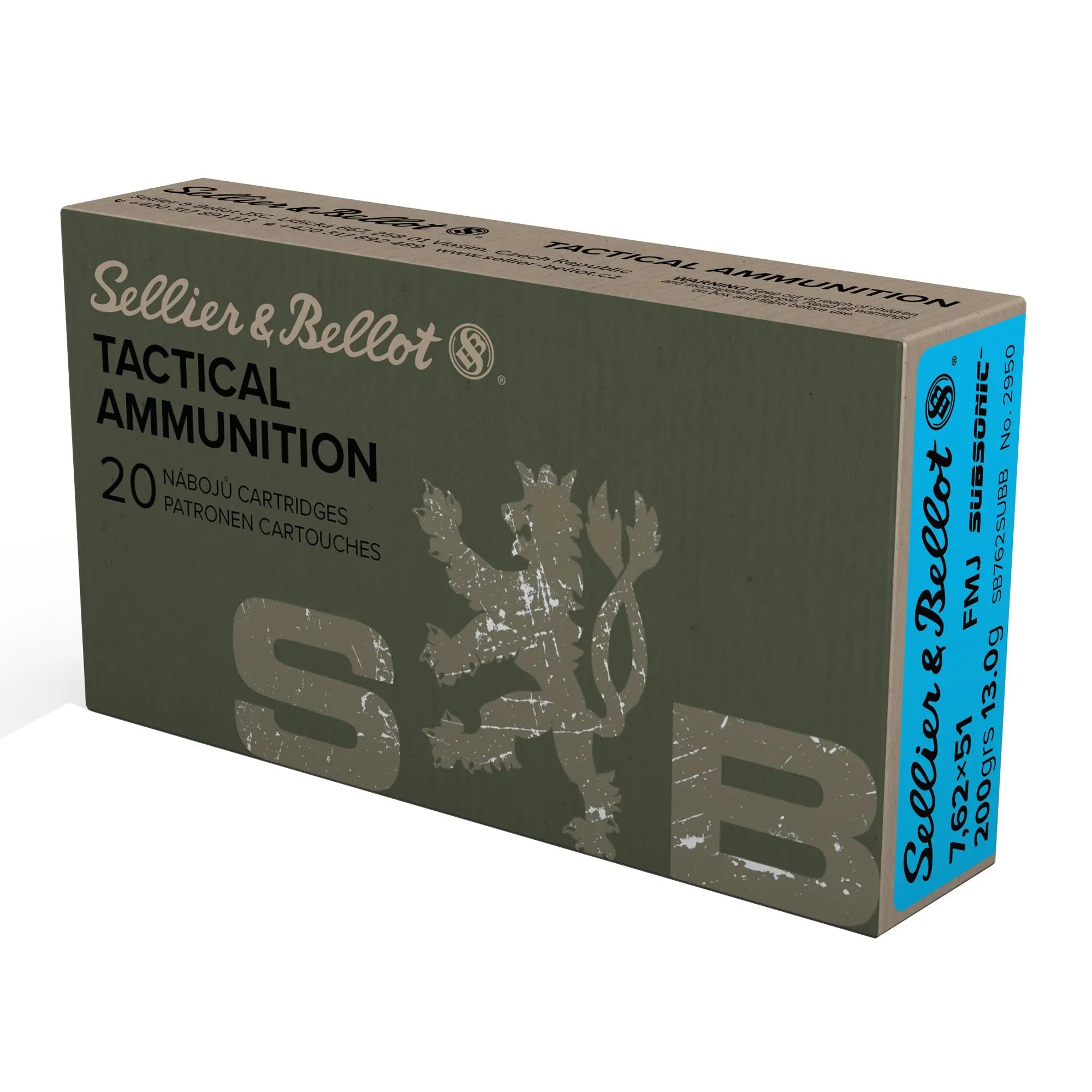 S&B 762X51 SUBSONIC 200GR FMJ 20/500 - American Ordnance