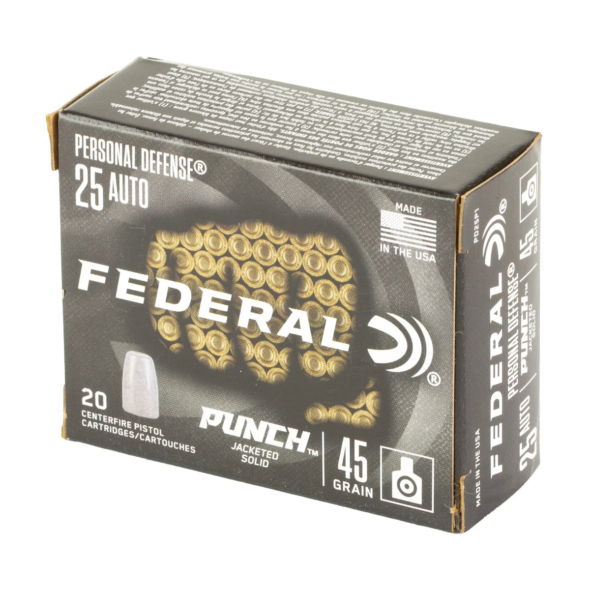 FED PUNCH 25 AUTO 45GR SLD 20/200 - American Ordnance