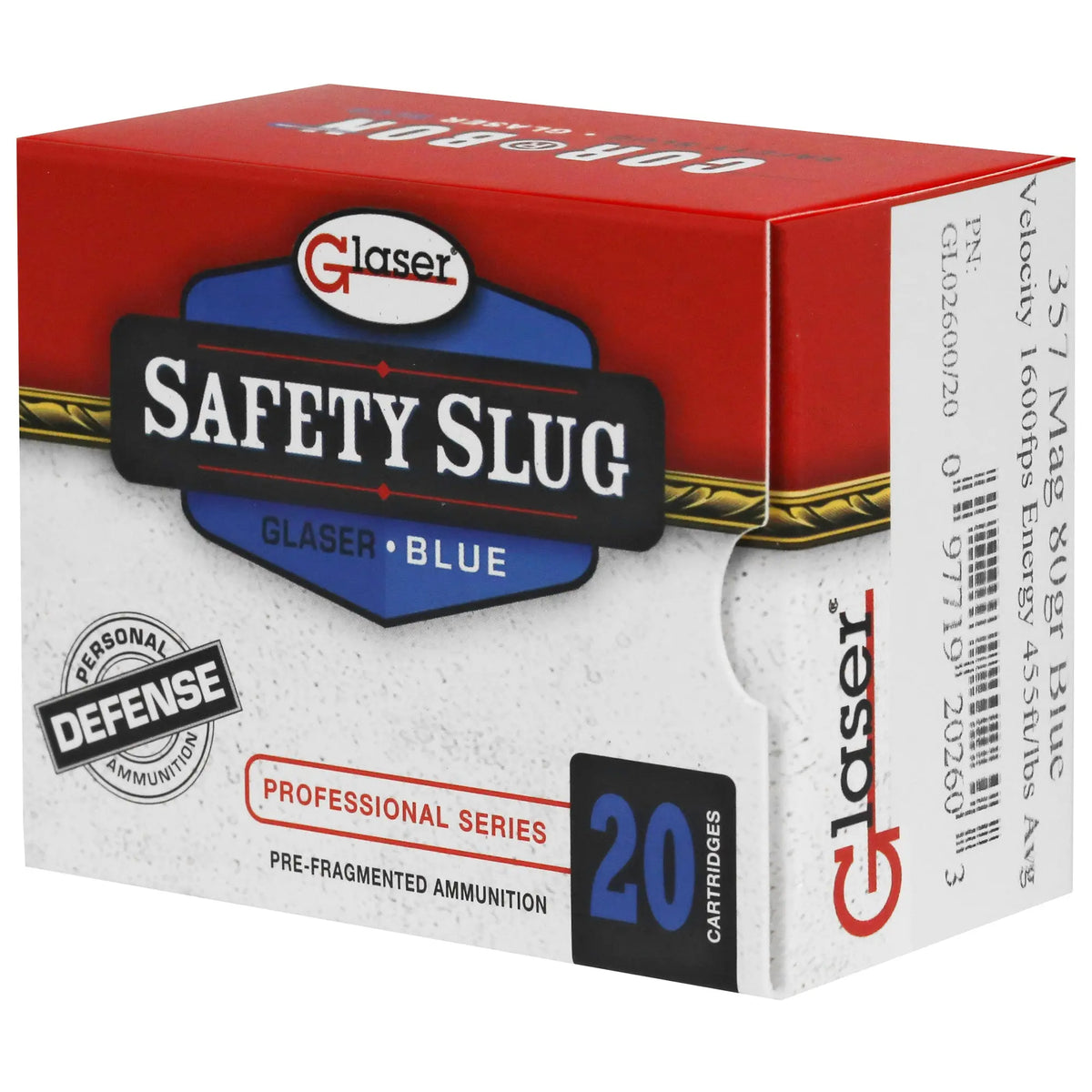 GLASER BLUE 357MAG 80GR 20/500 - American Ordnance
