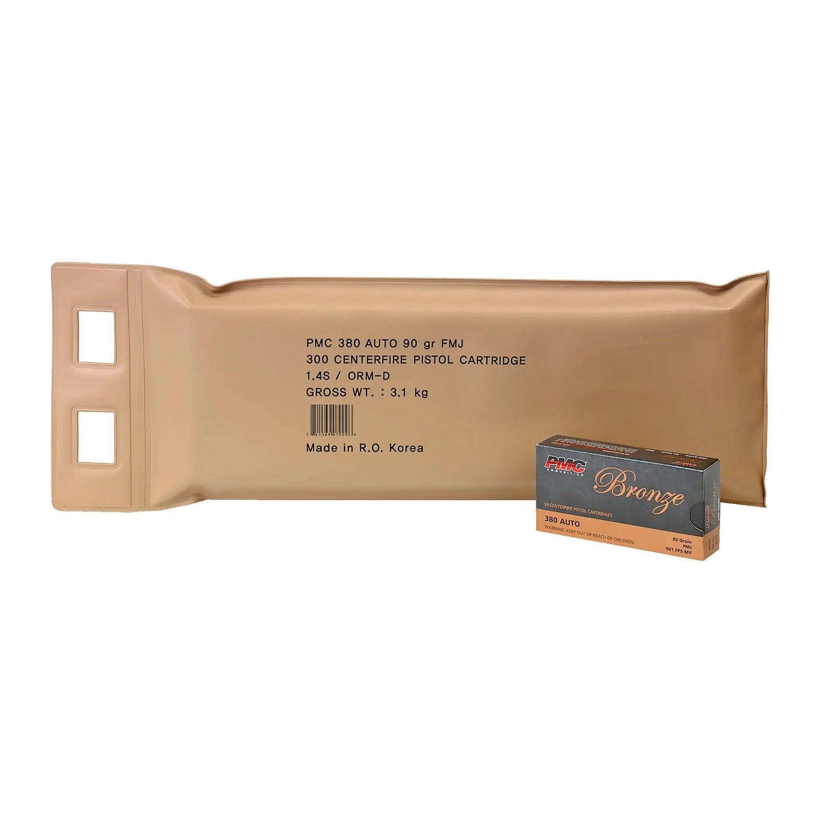 PMC BRNZ 380ACP 90GR FMJ 6 BX BP - American Ordnance