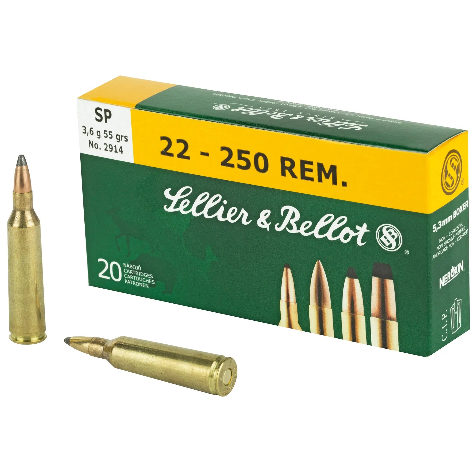 S&B 22-250 55GR SP 20/500 - American Ordnance