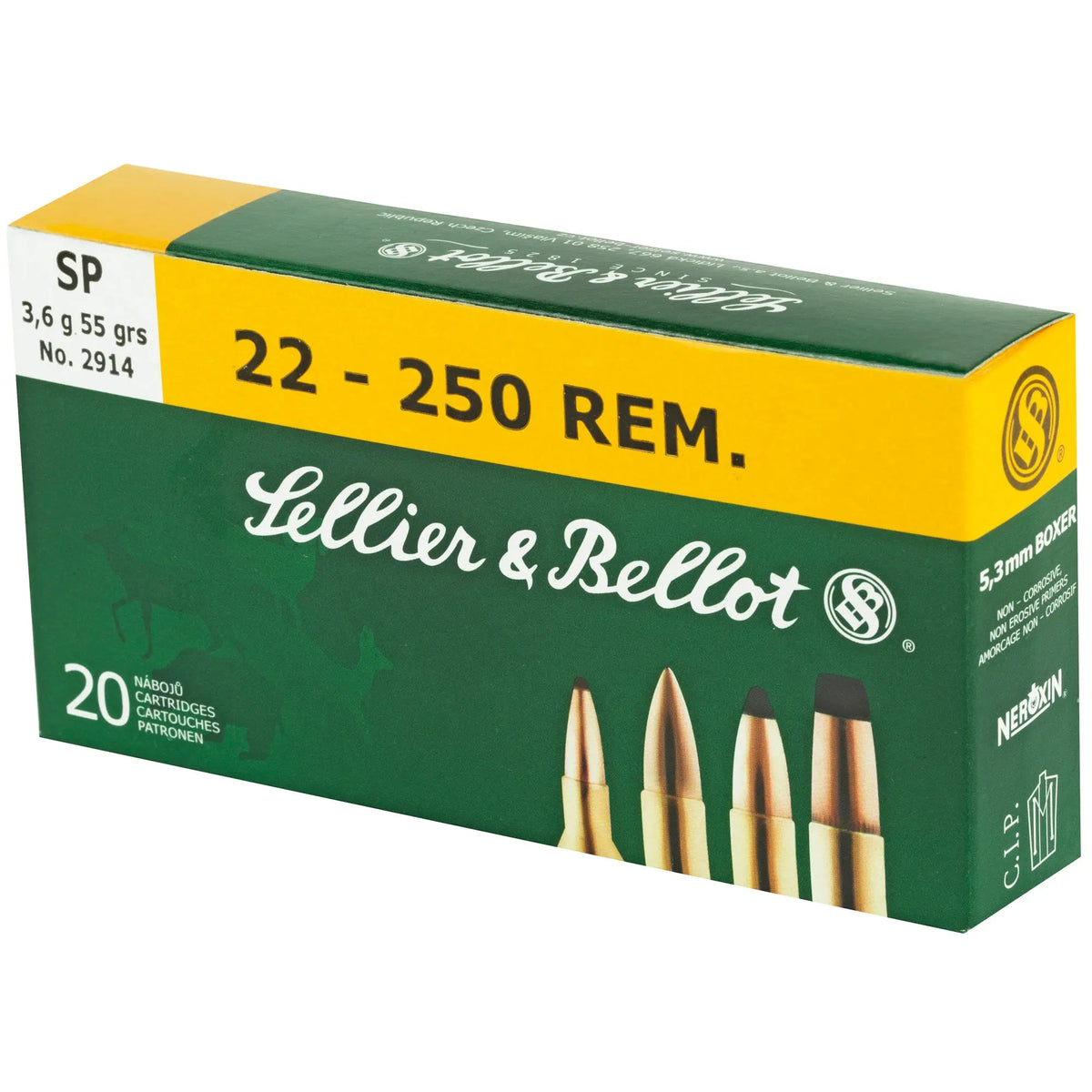 S&amp;B 22-250 55GR SP 20/500 - American Ordnance