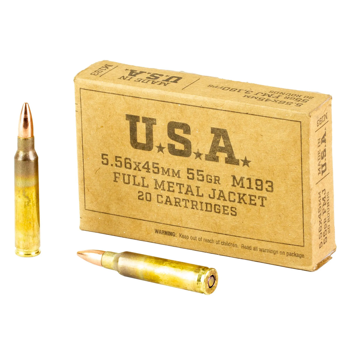 WIN M193 556NATO 55GR FMJ 20/1000 - American Ordnance