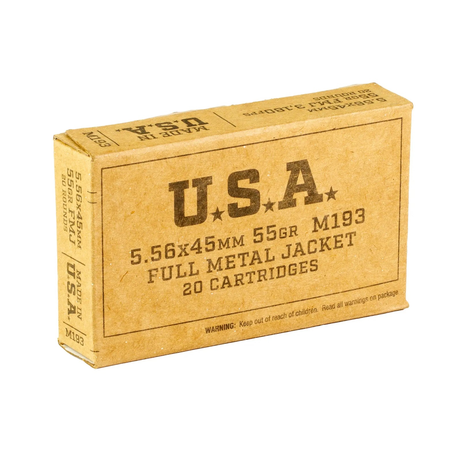 WIN M193 556NATO 55GR FMJ 20/1000 - American Ordnance