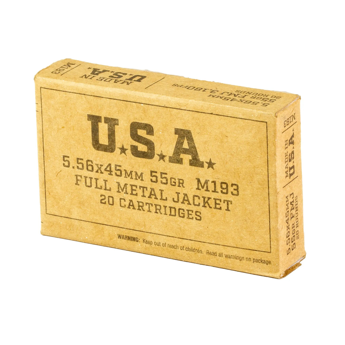 WIN M193 556NATO 55GR FMJ 20/1000 - American Ordnance
