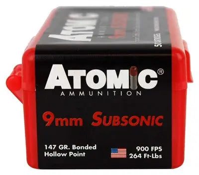 SUBSONIC JHP 50RD 10BX/CSATOMIC 9MM LUGER 147GR - American Ordnance