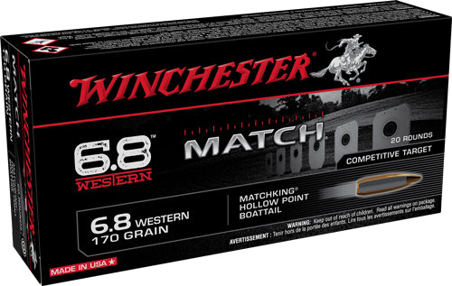 170GR BTHP 20RD 10BX/CSWINCHESTER MATCH 6.8 WESTERN - American Ordnance