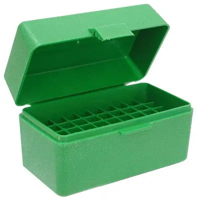 50-ROUNDS FLIP TOP STYLE GREENMTM AMMO BOX 22/6MM PPC & BR - American Ordnance