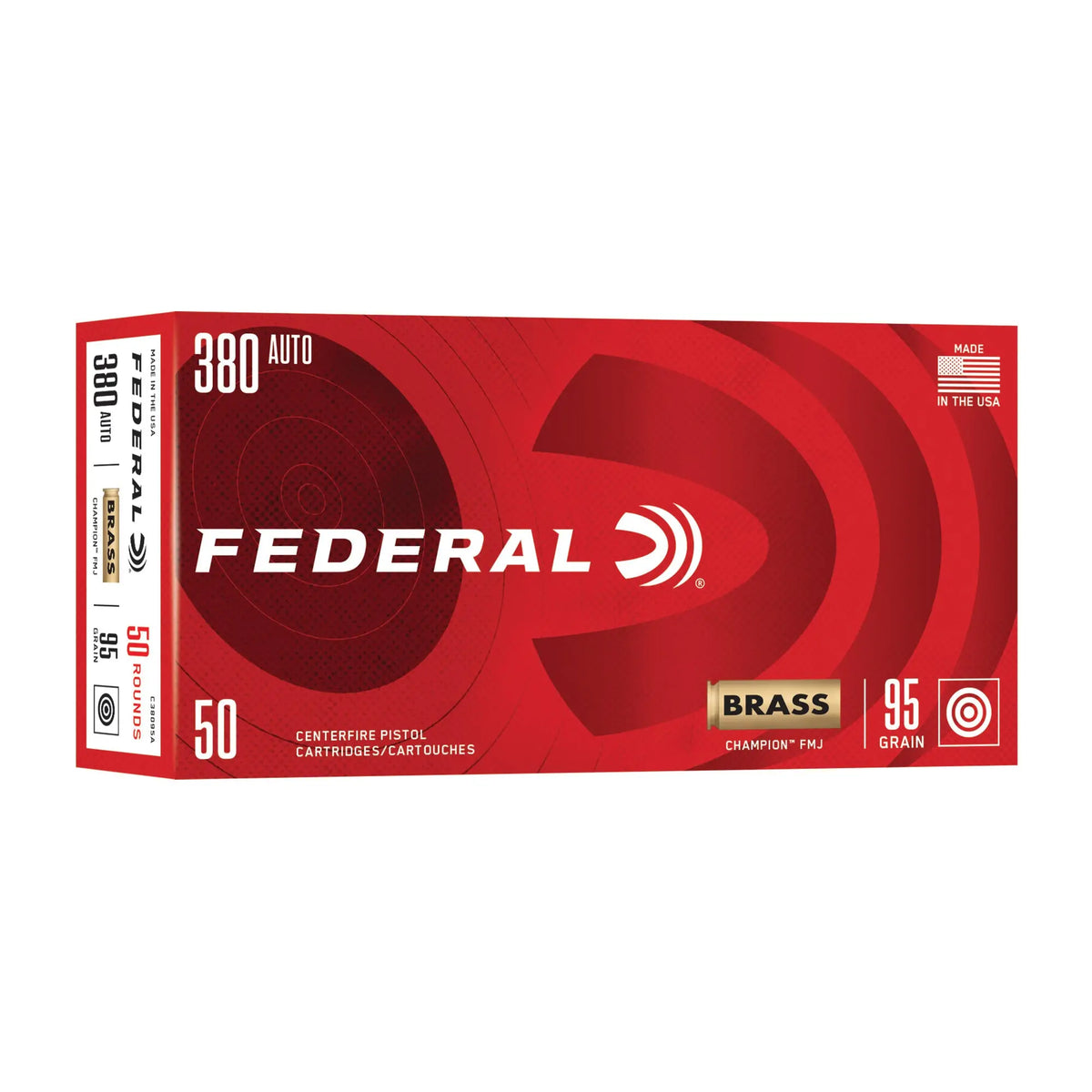 FED CHAMP 380AUTO 95GR FMJ 50/1000 - American Ordnance