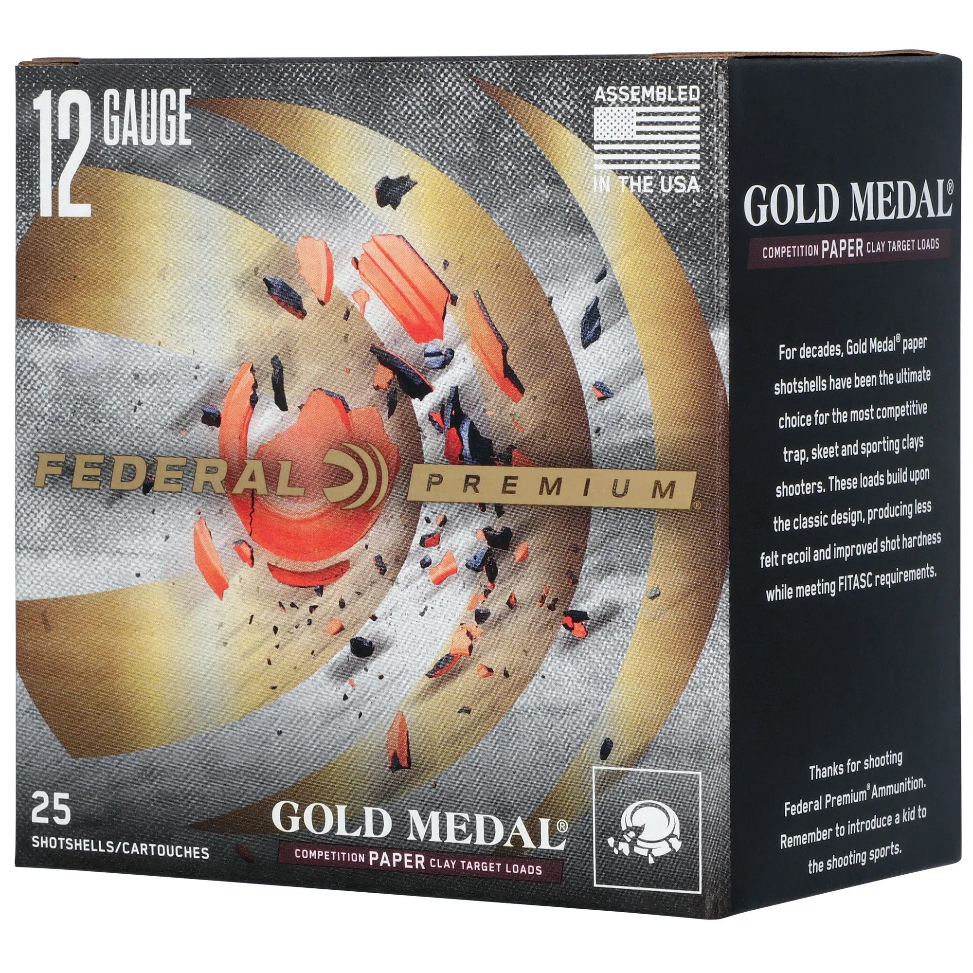 FED GLD MDL PAPER 12GA 2.75" #8 25 - American Ordnance