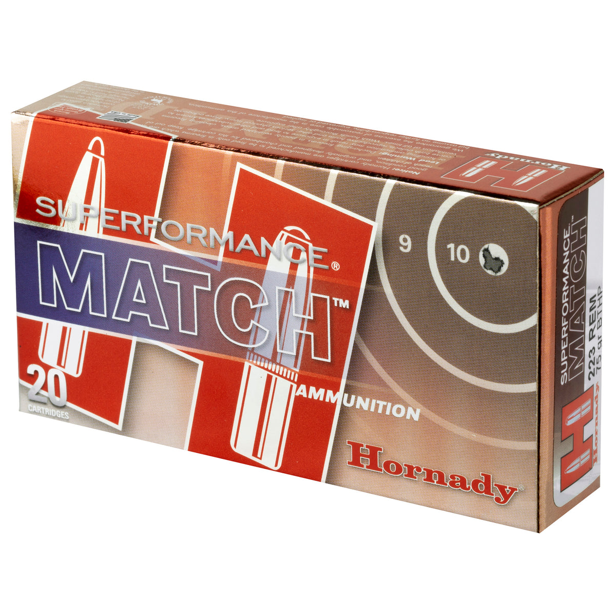 HORNADY SUPERFORMANCE 223REM 75GR BTHP MATCH20RD
