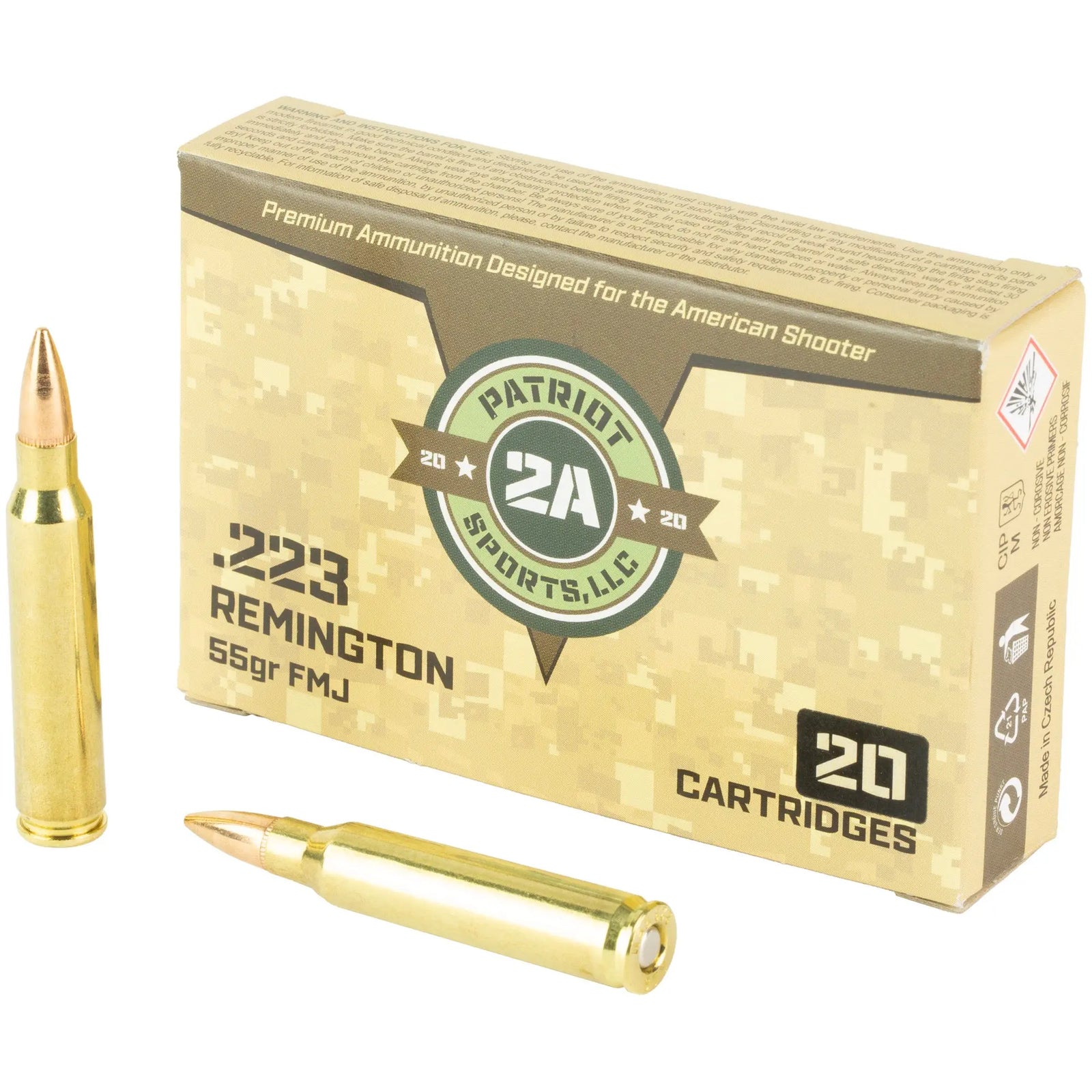 PATRIOT SPRT 223REM 55GR FMJ 20/1000 - American Ordnance
